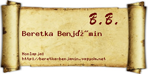 Beretka Benjámin névjegykártya